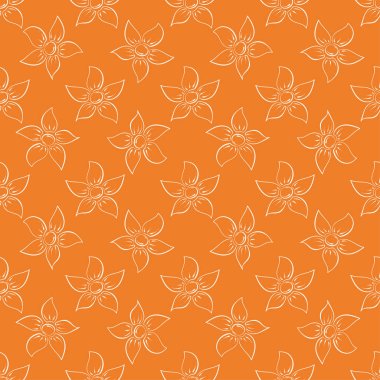 Turuncu ve beyaz çiçek süsleme. Tekstil ve duvar kağıtları için seamless modeli