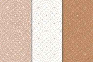 Geometrik süsler kümesi. Kahverengi ve beyaz Dikişsiz desen web, Tekstil ve duvar kağıtları için