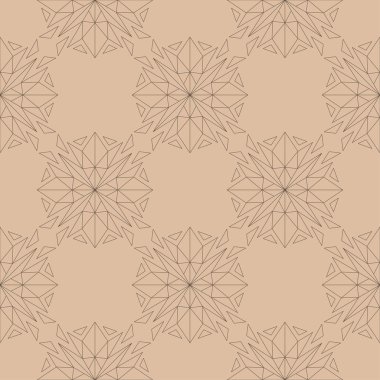 Bej renkli arka plan üzerinde koyu kahverengi çiçek süsleme. Tekstil ve duvar kağıtları için seamless modeli