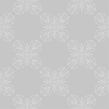 Gri arka plan üzerinde beyaz çiçek süsleme. Tekstil ve duvar kağıtları için seamless modeli