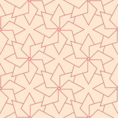 Kırmızı ve bej geometrik süsleme. Web, Tekstil ve duvar kağıtları için seamless modeli