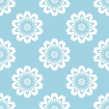 Mavi ve beyaz çiçek süsleme. Tekstil ve duvar kağıtları için seamless modeli
