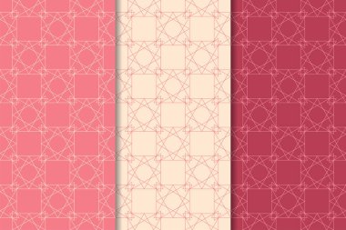 Geometrik süsler kümesi. Web, Tekstil ve duvar kağıtları için kiraz kırmızı Dikişsiz desen