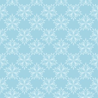 Beyaz ve mavi çiçek süs tasarım. Tekstil ve duvar kağıtları için seamless modeli