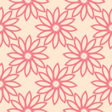 Bej renkli arka plan üzerinde kırmızı çiçekli süs. Tekstil ve duvar kağıtları için seamless modeli