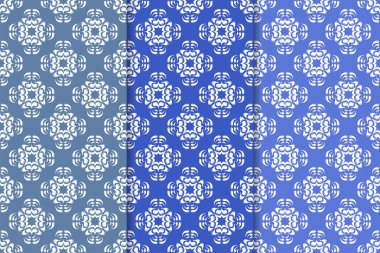 Çiçek süsler kümesi. Mavi dikey Dikişsiz desen. Duvar kağıdı arka plan