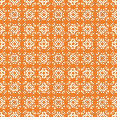 Turuncu zemin üzerine beyaz çiçek tasarım. Tekstil ve duvar kağıtları için seamless modeli