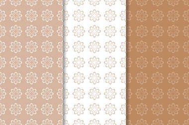 Kahverengi çiçek arka planlar. Tekstil ve duvar kağıtları için dikişsiz desen seti