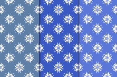 Mavi çiçekli süs tasarım kümesi. Duvar kağıtları ve kumaşlar için dikey Dikişsiz desen