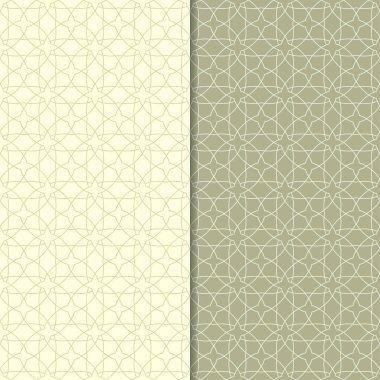 Zeytin yeşili geometrik süsler. Web, Tekstil ve duvar kağıtları için dikişsiz desen seti