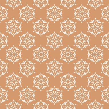 Çiçek renkli seamless modeli. Kahverengi ve beyaz arka plan duvar kağıtları için çiçeğe elemanları ile