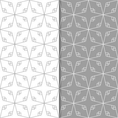 Gri ve beyaz geometrik süsler. Web, Tekstil ve duvar kağıtları için dikişsiz desen seti