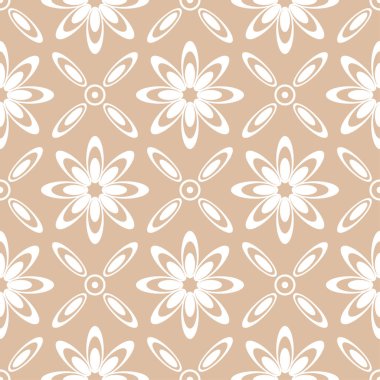 Bej ve beyaz çiçek süsleme. Tekstil ve duvar kağıtları için seamless modeli