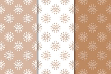 Kahverengi çiçek süsler. Tekstil ve duvar kağıtları için dikey Dikişsiz desen seti