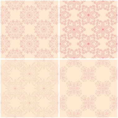 Çiçek desenleri. Dizi sorunsuz arka plan bej ve kırmızı. Vektör çizim