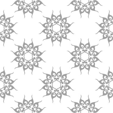 Beyaz arka plan üzerine açık gri çiçek süsleme. Tekstil ve duvar kağıtları için seamless modeli