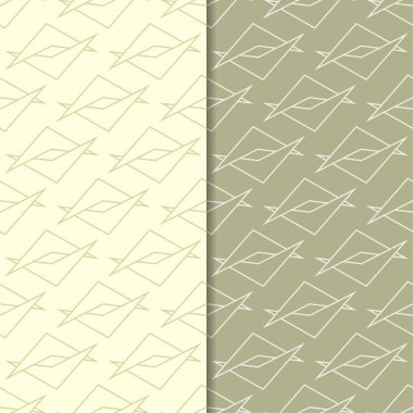 Zeytin yeşili geometrik süsler. Web, Tekstil ve duvar kağıtları için dikişsiz desen seti