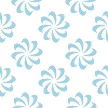 Beyaz zemin üzerine mavi çiçek tasarım. Tekstil ve duvar kağıtları için seamless modeli