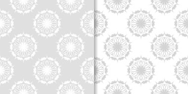 Işık gri çiçek süs tasarımlar. Tekstil ve duvar kağıtları için dikişsiz desen seti