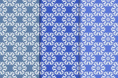 Çiçek süsler kümesi. Mavi dikey Dikişsiz desen. Duvar kağıdı arka plan