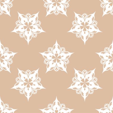 Bej ve beyaz çiçek süsleme. Tekstil ve duvar kağıtları için seamless modeli