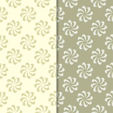 Zeytin yeşili çiçek desenleri. Tekstil ve duvar kağıtları için dikişsiz desen seti