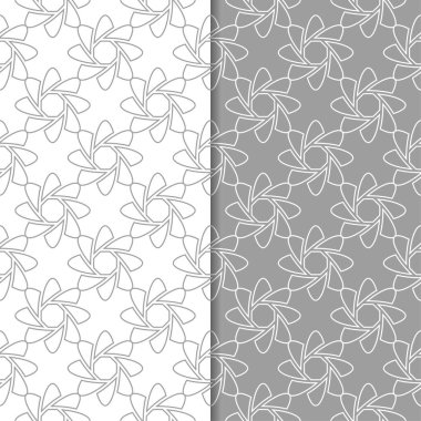 Gri ve beyaz geometrik süsler. Web, Tekstil ve duvar kağıtları için dikişsiz desen seti