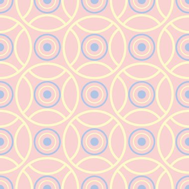 Renkli geometrik desenli sorunsuz arka plan. Duvar kağıtları, Tekstil ve kumaş için pembe, mavi ve bej öğeleri