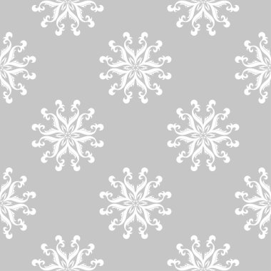 Gri ve beyaz çiçek süsleme. Tekstil ve duvar kağıtları için seamless modeli