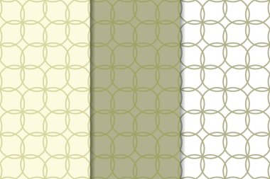 Zeytin yeşili ve beyaz geometrik süsler. Web, Tekstil ve duvar kağıtları için dikey Dikişsiz desen seti