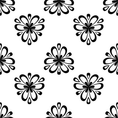 Çiçek siyah beyaz tek renkli seamless modeli. Çiçeğe öğeleri için duvar kağıdı arka plan.