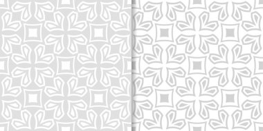 Işık gri geometrik süsler. Web, Tekstil ve duvar kağıtları için dikişsiz desen seti