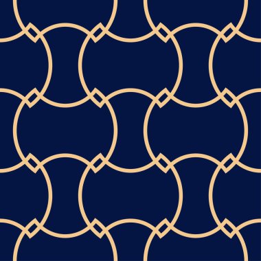 Altın mavi geometrik süsleme. Web, Tekstil ve duvar kağıtları için seamless modeli