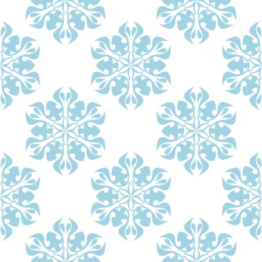 Hafif mavi ve beyaz çiçek süsleme. Tekstil ve duvar kağıtları için seamless modeli