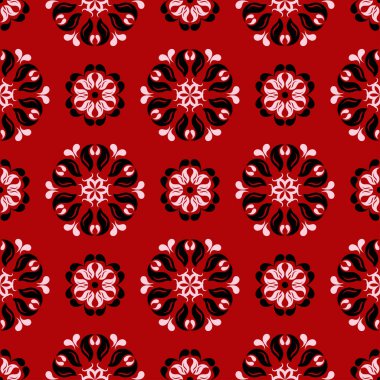 Kırmızı zemin üzerine çiçek seamless modeli. Arka plan duvar kağıtları, Tekstil ve kumaş için