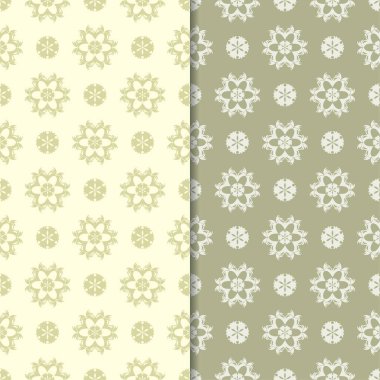 Zeytin yeşili çiçek arka planlar. Tekstil ve duvar kağıtları için dikişsiz desen seti