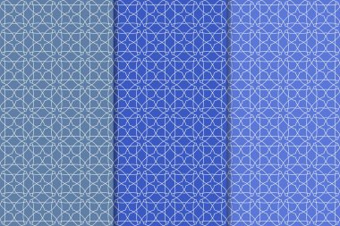 Mavi geometrik süsler. Web, Tekstil ve duvar kağıtları için dikey Dikişsiz desen seti