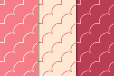 Kiraz kırmızısı geometrik süsler. Web, Tekstil ve duvar kağıtları için dikey Dikişsiz desen seti