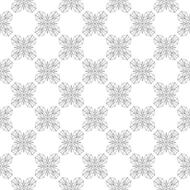 Beyaz arka planda siyah çiçek süsleme. Tekstil ve duvar kağıtları için seamless modeli