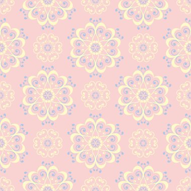 Çiçek sorunsuz arka plan. Duvar kağıtları, Tekstil ve kumaş için pembe, mavi ve sarı çiçek deseni