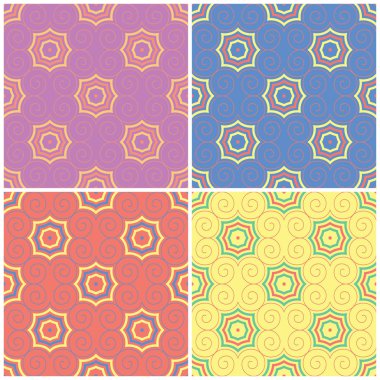 Renkli çiçek sorunsuz arka plan. Duvar kağıtları, Tekstil ve kumaş için geometrik öğelerle parlak kalıplarının ayarla