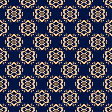 Çiçek renkli seamless modeli. Altın mavi arka plan ile meyveye öğeleri için duvar kağıtları.