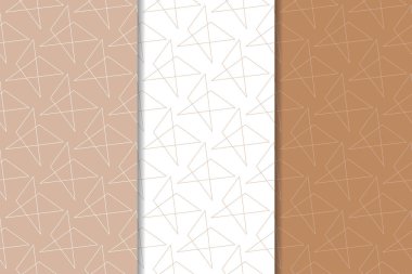 Kahverengi ve beyaz geometrik süsler. Web, Tekstil ve duvar kağıtları için dikişsiz desen seti
