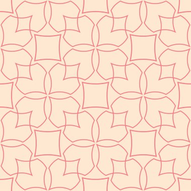 Kırmızı ve bej geometrik süsleme. Web, Tekstil ve duvar kağıtları için seamless modeli