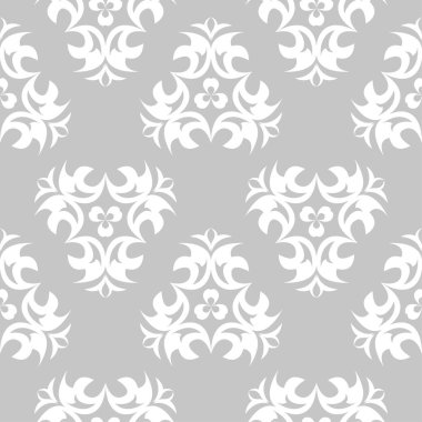 Gri ve beyaz çiçek süsleme. Tekstil ve duvar kağıtları için seamless modeli