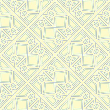 Yeşil ve mavi tasarım ile geometrik bej seamless modeli. Arka plan duvar kağıtları, Tekstil ve kumaş için