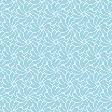 Mavi zemin üzerine beyaz çiçek desenli. Tekstil ve duvar kağıtları için sorunsuz süsleme