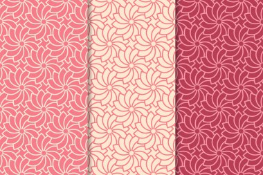 Kırmızı çiçekli süsler kümesi. Kiraz pembe dikey Dikişsiz desen. Duvar kağıdı arka plan