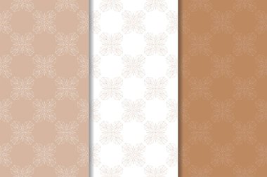 Kahverengi çiçek arka planlar. Tekstil ve duvar kağıtları için dikişsiz desen seti