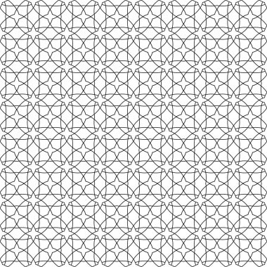 Beyaz arka planda siyah geometrik süsleme. Web, Tekstil ve duvar kağıtları için seamless modeli
